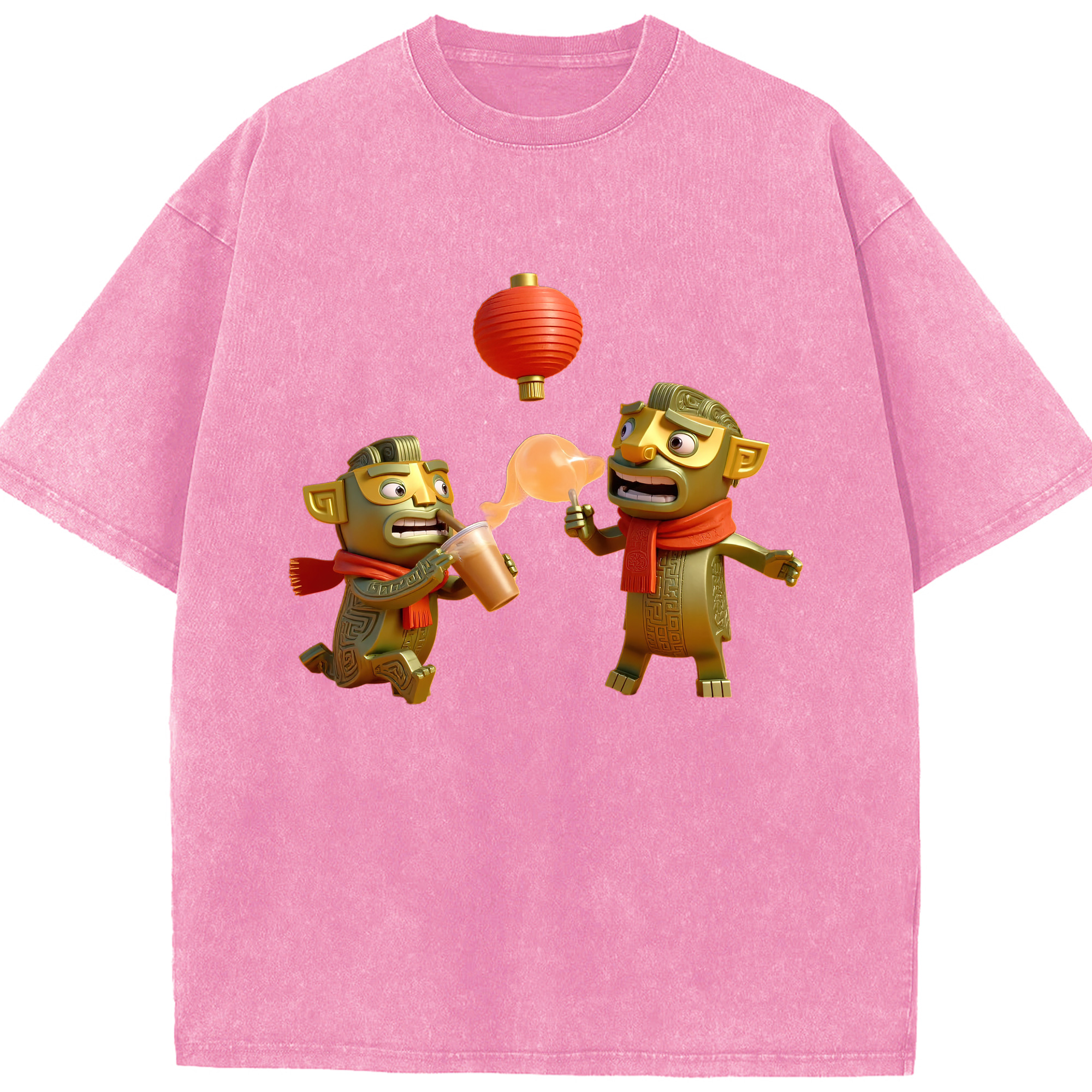 （画像用） Ne Zha 2 ナタ 魔童の大暴れ 綿100% ヴィンテージ風 半袖Tシャツ（フロントプリント）